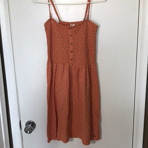 coral ruffled polka dot roxy dress